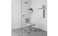 Shower Chair with Armrests Rust-Resistant Aluminum Bath Stool Double Armrest Support Mobility Aid For