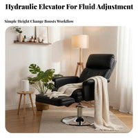 Fully Reclining Hydraulic Esthetician Bed Multi-Functional Adjustable 3-Section Lounger with Stool Stable Square Base Salon Chair Sturdy Construction for Eyelash practitisinglers, Spa Professionals Artists, Skin Care Clinic