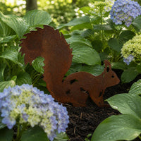 Rusty Squirrel Silhouette Garden Stake Metal Animal Yard Art Decoration
