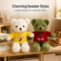 Teddy Bear Plush Toy with Sweater - Soft Stuffed Animal Doll for Gifts