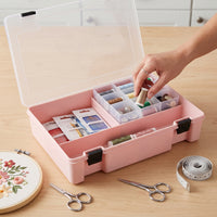 Multifunctional Sewing Thread Storage Box with Lid, Transparent Plastic Organizer for Home Sewing Kits