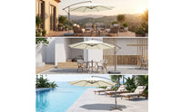 Cantilever Patio Umbrella with Water-Fillable Base Fillable Cantilever Offset Patio Umbrella Weighted for Backyard, Garden, Poolside