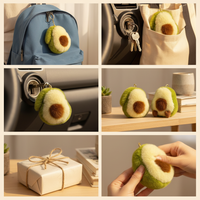 Avocado Faux Mink Rabbit Fur Car Keychain Pendant Plush Doll Bag Charm
