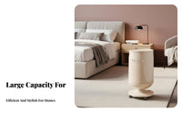 Rolling Garbage Can with Lid Large Capacity Pedestal Trash Can with Wheels Easy to Clean Lidded Wastebasket on Wheels for Living Room, Bedroom, Office