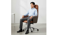 Adjustable Height Leather Office Chair with Headrest for Conference Room