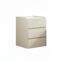Sintered Stone Top Nightstand with Drawers and Shelf Modern Minimalist design Single-Drawer End Table with Shelf Cream Aesthetic Bedroom Furniture Easy to Clean for Homeowners, Parents, Students, Guest Room, Hallway, Office, Nursery