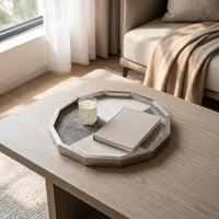 Octagonal Tray Geometric Tray with Patchwork Surface Decorative for Living Room