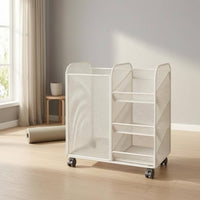 Slanted Shelves Rolling Mesh Rack Caster Wheels Toy Storage Rack Movable Rolling Shelf Metal