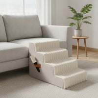 Foldable Pet Stair Washable Pet Steps with Soft Cover Non-Slip Dog Ramp with Foam for Small Dogs, Injured Pets, Bedside, Sofa