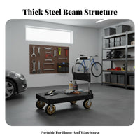 Portable Flatbed Cart Space Saving Foldable Base Truck Multipurpose Foldable Push Cart for Homeowners, Delivery Personnel, Home, Workshop, Factory