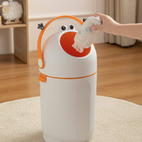 Trash Bin with Handle Cartoon Cylindrical Waste Bin Tall Trash Can with Handles for Families, Nursery, Bedroom, Washroom