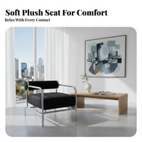 Bauhaus Inspired Century-Century Reading Seat Modern Design Cylindrical Frame Armchair Minimalist Aesthetic Lounge Chair Luxuriously Soft Cushion for Interior Designers, Business Owners, Alternative Ice Workers, Living Room, Boutique, Reception Area