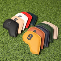10 Pieces Golf Iron Headcover Set Wear Resistant Numbered PU Leather Iron Covers Thickened Lining Golf Club Sleeve for Storage, Travel