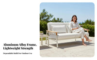 4 Pieces 4-Piece Woven Sofa and Armchair Set Rust-Resistant Loveseat with 2 Armchairs and Table All-Weather Outdoor Furniture for Patio, Terrace, Deck