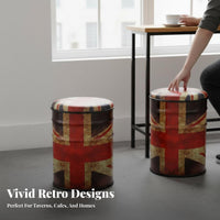 Oil Drum Stool Retro Design Ottoman with Industrial Design Indoor Furniture for Homeowners, Students, Man Cave, Restaurant, Entryway