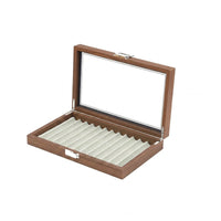 Wood-Grain 12-Slot Pen Organizer Walnut Pen Display Case Elegant Luxury for Collectors