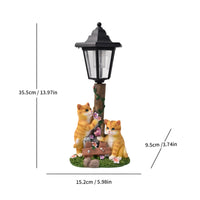 Outdoor Cat Figurine with Lantern Weather-Resistant Garden Statue with Solar Light Long-Lasting Resin Garden Sculpture Adorable for Gardeners