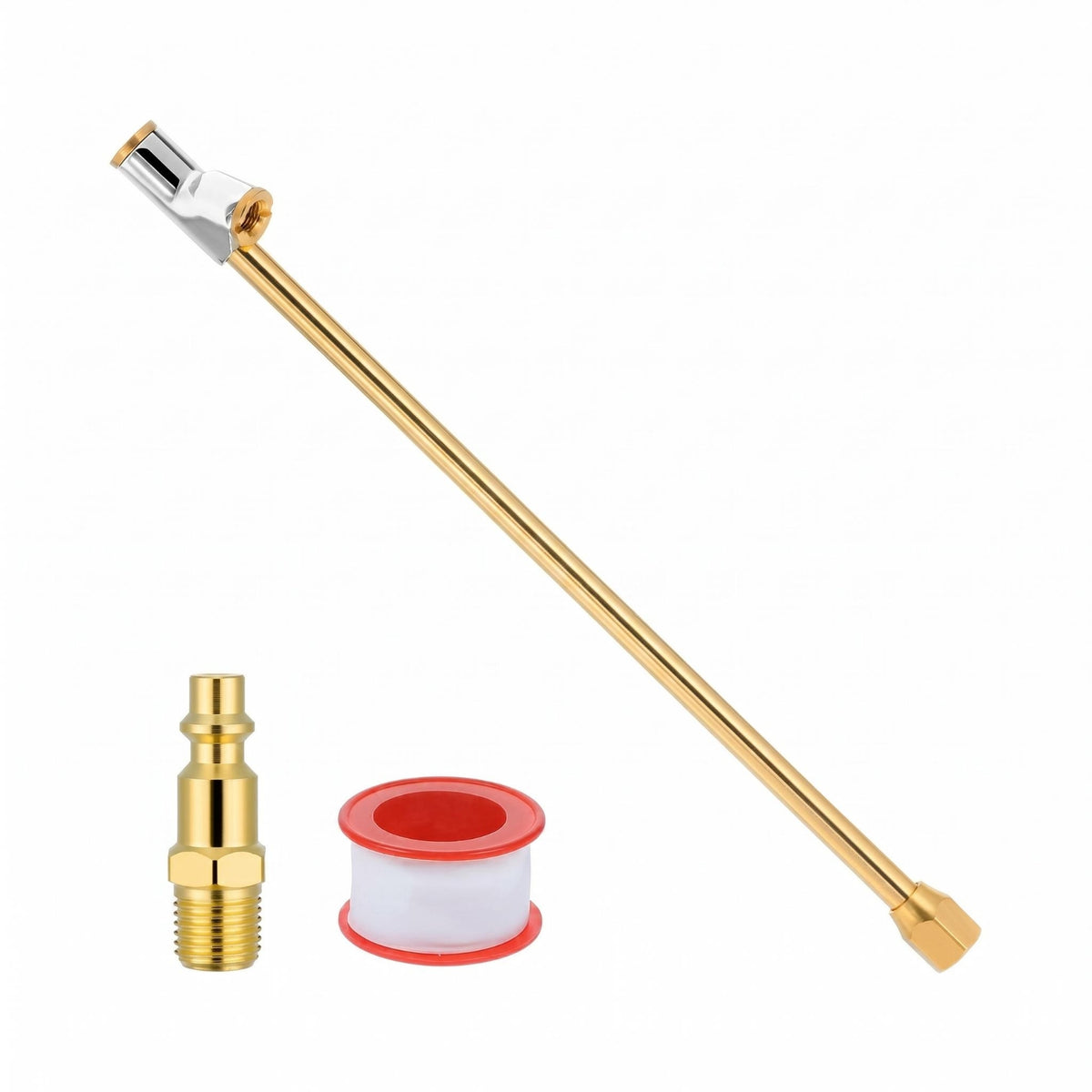 Air Inflation Rod Copper Zinc Alloy Quick-Couple Inflation Rod Quick Coupler Plug Set Electroplated Tire Inflator Angled Head