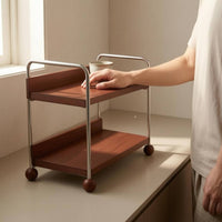 Two-Tier Mug Rack Space-Saving Wood and Steel Cup Organizer Countertop Mug Holder