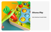 Made from Wood Fishing Carrot Harvest Game Develops Fine Movement Skills Fishing Game Interactive Play 3 in 1 Wooden Activity Toy Hand-Eye Coordination for Toddlers, Preschoolers, Daycare, Playroom
