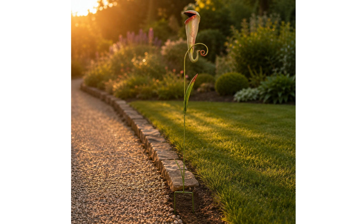 Carnivorous Plant Stake Fiberglass Carnivorous Flower Sculpture Painted Blossom Sculpture for Outdoor, Courtyard