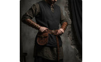 3 Pieces Renaissance Accessories Belt with Pouch and Bracers Medieval Costume Accessory Ensemble Vintage-Vintage-Themed Cosplay Battle Gear