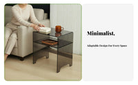 Minimalist Design 2-Tier Occasional Table Transparent Look Two-Tier Waterfall Table Space-Saving Nightstand Versatile Use for Apartment Dwellers, Homeowners, Adults, Bedroom, Living Room, Small Areas, Entryway