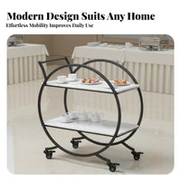 Multi-Functional 2-Tier Serving Trolley Locking Casters Rolling Drink Trolley Lockable Wheels Rolling Beverage Cart Strong Load-Bearing for Restaurant Employees, Home Entertainers Enthusiasts, Hotel, Parties, Dining Room