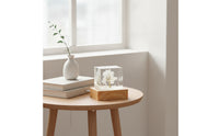Whimsical Resin Night Light Warm Resin Cube Light Compact Lamp with Wooden Base Dreamy for Bedroom