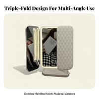 Shell-Shaped three-panel Mirror Built-in light-emitting diode Lights three-panel Lighted Mirror for gentlemen