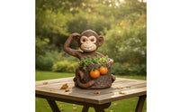 Monkey Planter Resin Monkey Statue with Planter Weather-Resistant Animal Figurines for Gardeners, Homeowners, Patio, Porch