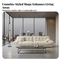 Cumulus Sofa Creamy cream Color Living Room Furniture Designer Inspired Upholstered Couch for Interior Designers, Design aficionados, Lounging, Showroom