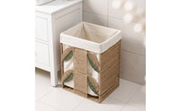 Woven Basket with Lining Rectangular Basket with Removable Liner Multipurpose for Laundry Room, Washroom