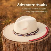 Fedora Hat for Men and Women with Wide Brim for Winter, Felt with Hand Embroidered Detail for Autumn Outings