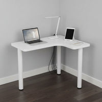Small Corner Work Desk Modern Simple Style Corner Desk Space Saving Keyboard Tray for Study, Bedroom