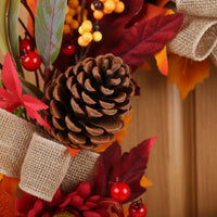 Artificial Foliage Maple Foliage Sunburst Flower Wreath Vibrant Colors Autumn Pumpkin Wreath Rustic Charm House Decoration for Fireplace Mantel
