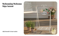 Welcome Sign Flower Stand Foldable Design Plant Holder Freestanding Display Rack for Gardening Enthusiasts, Gardeners, Front Porch, Patio, Living Room