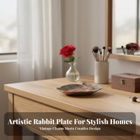 Ceramic Hare Plate Nordic Bunny Shaped Tray Jewelry Holder for Women, Gift Presenters, Dressing Table, Living Room