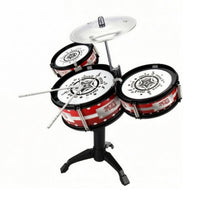 White Drumheads Kids Floor Drum Instrument Red Drums Standing Toy Drum Set Black Stand Star Print for Children