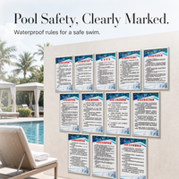 Swimming Pool Rules and Regulations Signage Set for Water Parks and Aquatic Centers