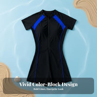 Zip Front Wave Ing Swimsuit Quick Dry Short Sleeve Single-Piece Sun Protection Shirt Short Sleeve Zip up Swimsuit Breathable