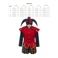 Court jesters Costume with hat Medieval Court Fool Costume Striped Apparel for Cosplay, Stage Performances