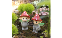 2 Pieces Miniature Cute Fungus Fairy Figurine Decorative Fungus Fairy Statue Hand-Painted Long-Lasting for Bonsai