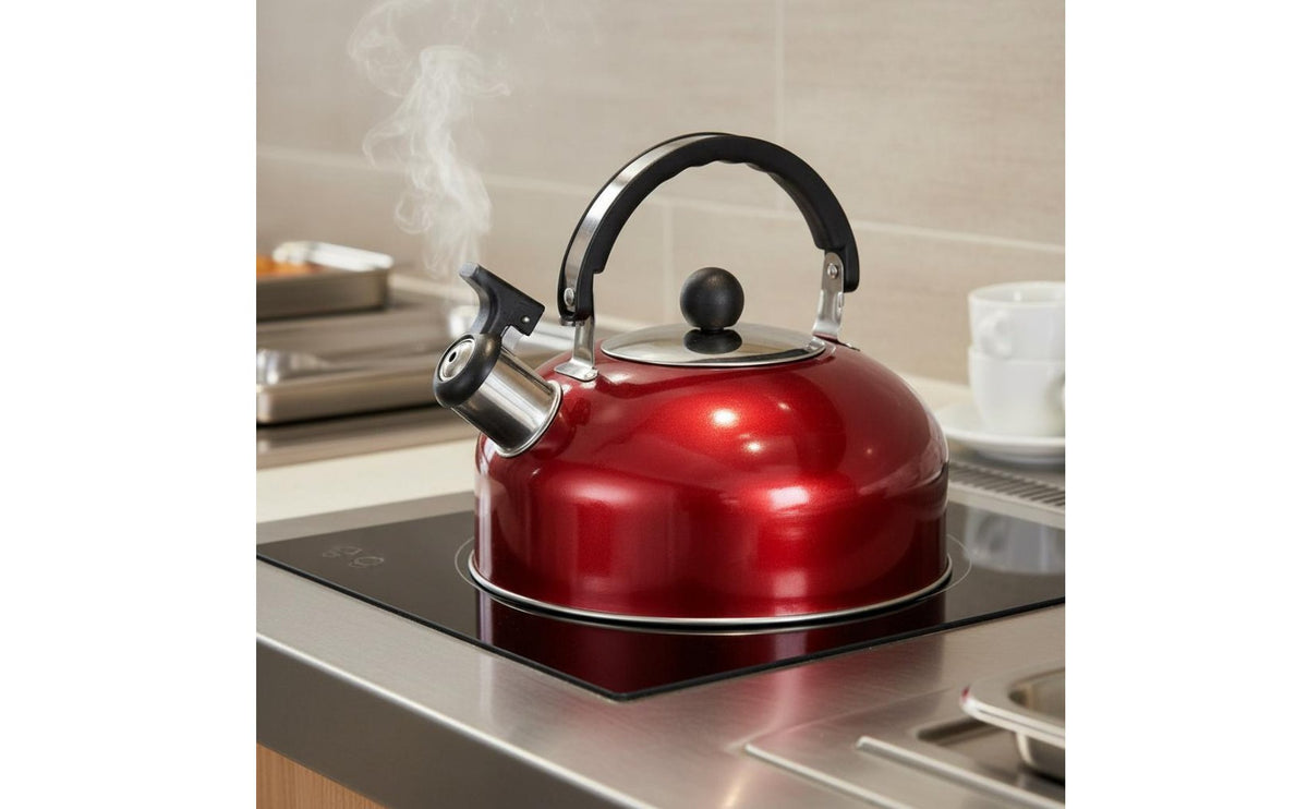 Stainless Steel Whistling Kettle Multi-Cooktop Compatible Whistling Tea Kettle Hot Water Pot Easy Grip Handle for Hotel