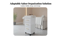 Mobile Design Multi-Drawer Styling Station 360° Swivel Casters Stylist Station with Tool Holder Large Storage Capacity Salon Trolley Space-Saving for Nail Technicians, Hairstylists, Hair Stylists, Barbershop, Spa, Dressing Room