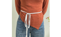 Soft Cotton Tie Belt Slim Narrow Waist Belt Skinny Waist Strap Lightweight for Women, Dresses, Casual Wear