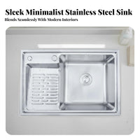 Laundry Sink with Washboard Easy to Cleaning Basin with Washboard Brushed Finish Stainless Steel Laundry Basin for Homemakers, Families, Basement