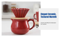 Ceramic Pour Over Coffee Dripper Set, Cone Filter, Sharing Pot, Home, Multi-Color