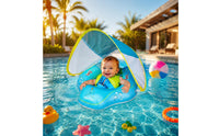 Baby Swim Buoyant Device with Canopy Foldable Young Child Swim Loop Long-Lasting