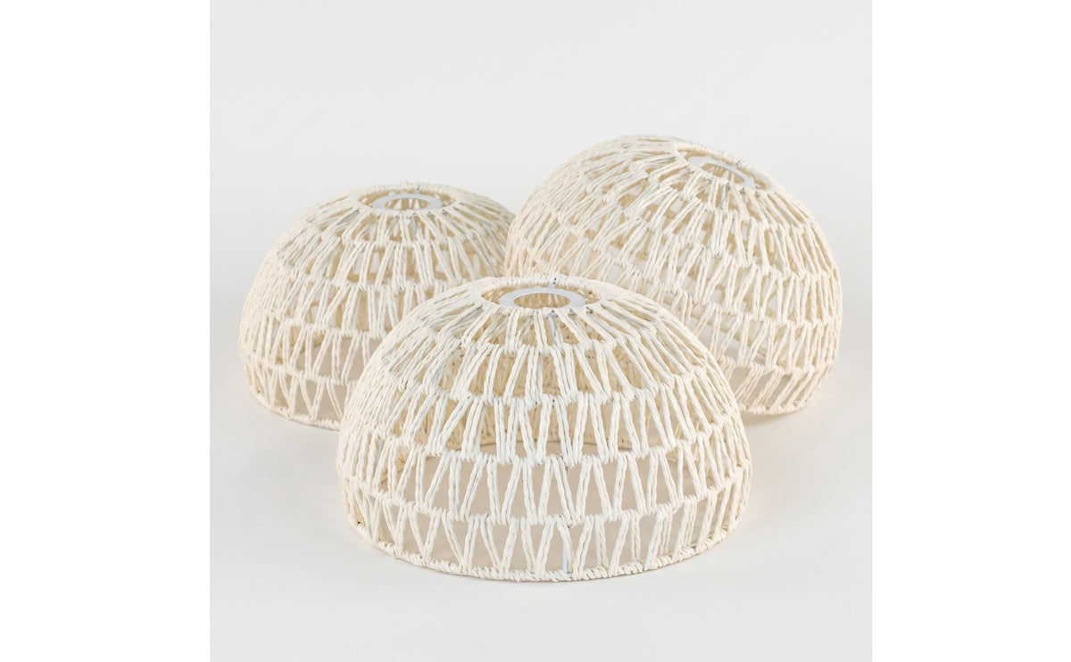 3 Pieces Woven Lampshade Rustic Dome Lampshade Soft Hanging Light Fixture Shade for Cafe
